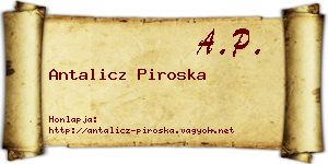 Antalicz Piroska névjegykártya